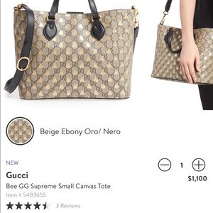 Gucci Bee GG Supreme Small Canvas Tote